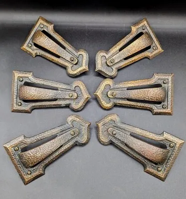 Set 6 Vintage 70s Hammered Metal Arts & Crafts Drawer Pulls 6 In Vertical • $60