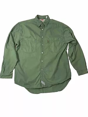 Vintage Levi’s Khaki Green Cotton Work Duty Shirt Medium See Pix • $19.99