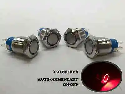 4 Of MARINE BOAT SS304 RED LED FLUSH LIGHT AUTO ON-OFF PUSH SWITCH RING BUTTON • $24.99