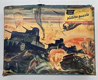 Vintage 1943 Victory Series Picture Puzzle TANKS AT GUADALCANAL No. 317 • $24.95