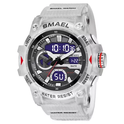 SMAEL Men Sport Watches Transparent Strap Student Watch Digital LED Wristwatch • $13.75