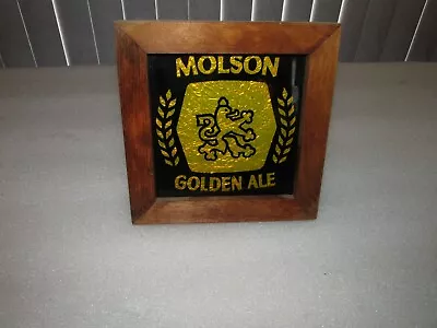 Vintage Molson Golden Ale Mirror SIGN Foil Beer Sign Framed • $22.99