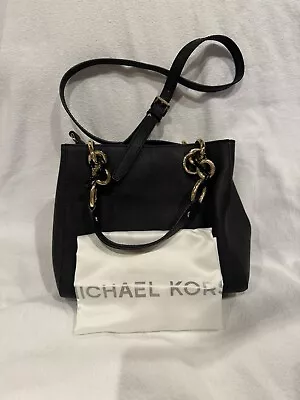 EUC Michael Kors Purse Handbag Black With Gold Accents Bag Protector Included!! • $15