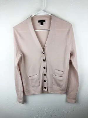 J.CREW Womens SZL Merino Wool Cardigan Light Pink Button 3 Pockets Career  A22 • $21.59