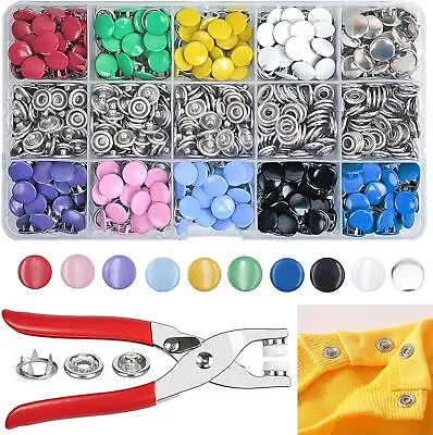 Metal Sewing Buttons Press Stud Snap Fastener Kit Pliers Snap On DIY NEW • $11.50