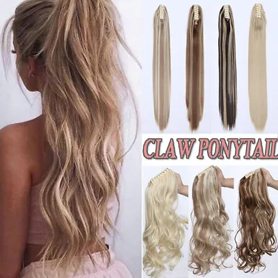 Nature Synthetic Claw Ponytail Hair Extensions Curly Straight Jaw Hair Peices I2 • £15.33