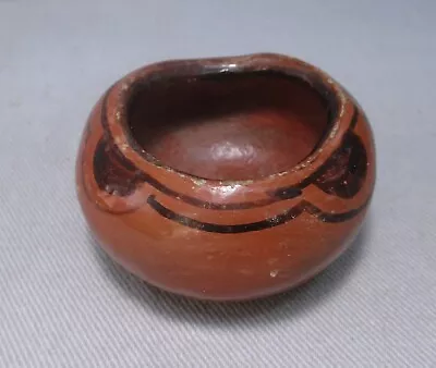 Vintage Native American Maricopa Pottery Bowl Black Designs On Burnished Red • $39