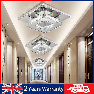 Crystal Chandelier Square Ceiling Light LED Lamp Pendant Light Living Room UK • £14.99