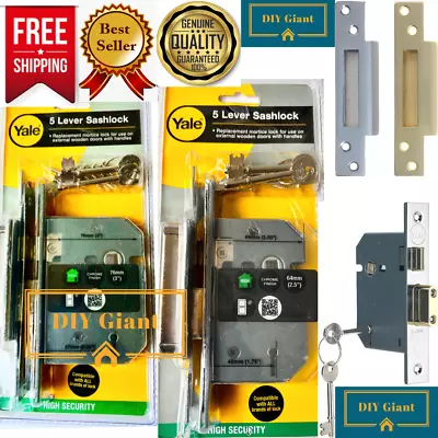 Yale 5 Lever 2.5  / 3  High Security Mortice Sashlock  Brass/Chrome PM550/64-78 • £22.99