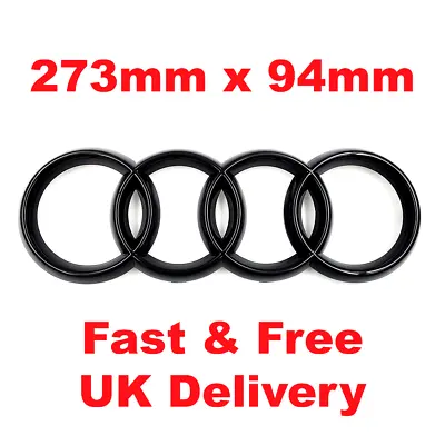 £9.99 • Buy BRAND-NEW Audi Black Glossy Rings Front Grille Badge Emblem A3 A4 S3 RS3 273mm