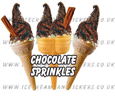 3 X Cone With Toppings Ice Cream Van Advertising Window Stickers • £5
