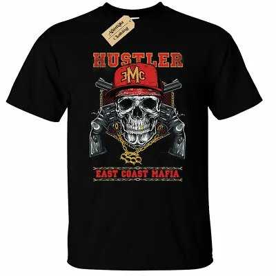 Hustler East Coast Mafia Mens T-Shirt Skull Gangster Rapper Hip Hop • £12.95