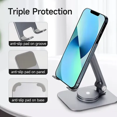 Metal Tablet / Phone Stand Holder Portable Mount 360 Flexible Foldable  For Ipad • £13.37