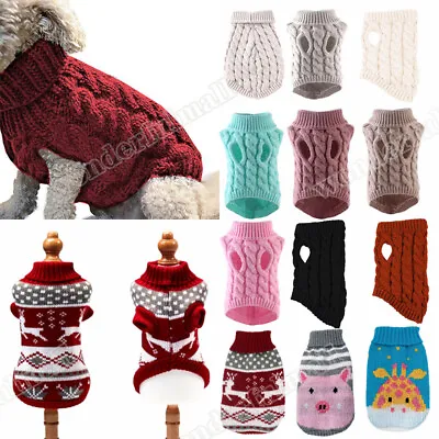 $4.49 • Buy Puppy Pet Dog Cat Warm Knitted Vest Clothes T Shirt Sweater Winter Coat Apparel