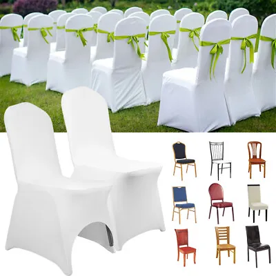 £149.98 • Buy White Spandex Chair Covers Slip Seat Cover Stretch Wedding Dining Room Removable