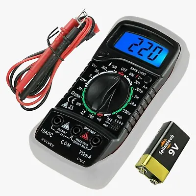 LCD Digital Multimeter AC DC Voltmeter Ammeter Ohmmeter + 1000 V 10A Test Leads • £5.47