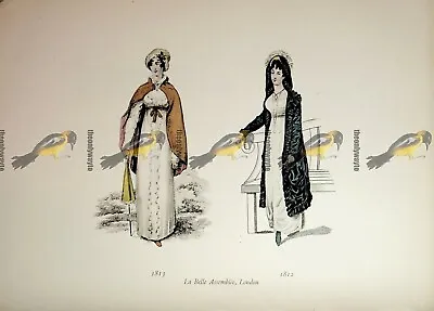 La Belle Assemblee London 1812/13 Fashion Book Illustration (Print) 1909 • $19.88