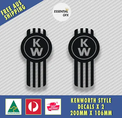 KENWORTH Style Decals X 2 200MM TALL BLACK - TRUCKS HEAVY HAULING SEMI STICKER • $14.95