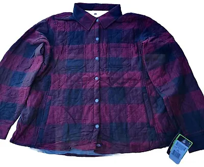 Dickies Women's Quilted Flannel Lined Shirt Jacket.  2XL Maroon/Black . Pockets. • $47.11