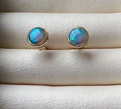 Opal Stud Earrings Gold-hallmarked • £65