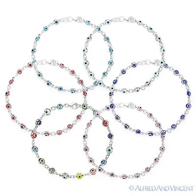 Evil Eye Turkish Nazar Greek Mati Hamsa Kabbalah Charm Sterling Silver Bracelet • $13.79