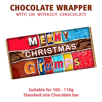 Merry Christmas Grumps Xmas Chocolate Bar Wrapper Novelty Gift For Grandad Dad • £4.99