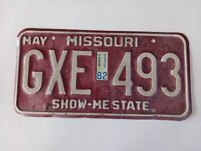 1982 Missouri License Plate GXE 493 Show Me State • $12.99