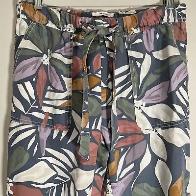 Nicole Miller High Rise Tropical Print Pants M Pull On Tapered Hawaiian Floral  • $24