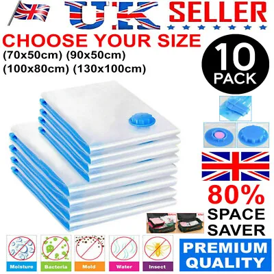 10x STRONG VACUUM STORAGE SAVING SPACE SAVER BAGS VACCUM VACUM LARGE BAG PACK • £0.99