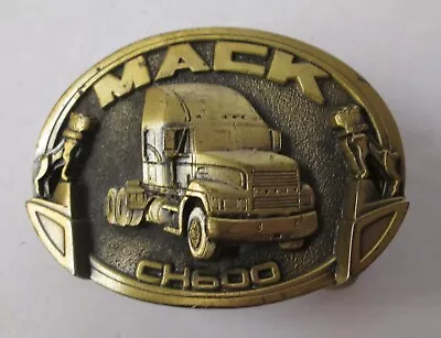 1991 MACK Truck Belt Buckle W/ 1983 Model CH600 Bronze/brass Tone Metal USA Made • $19.99