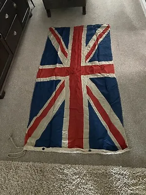 Large Antique Hand Stitched Union Jack Flag Possibly Naval 34” X 66” • £200