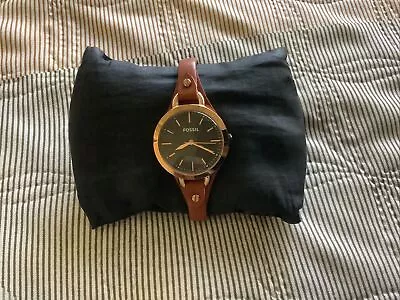 Fossil Black Dial Womens Watch Tan Leather Band • $16.99
