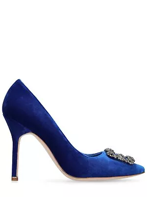 Manolo Blahnik Hangisi Blue Velvet 105mm Pumps New • $749