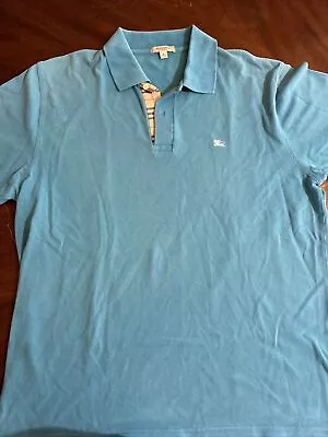 Mens Burberry Blue Collared Polo Shirt Size Large • $55