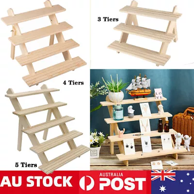 3/4/5 Tiers Wooden Earring Display Rack Jewelry Rings Shelf Watch Stand Holder • $20.69