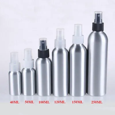 40ml-250ml Empty Aluminum Metal Spray Bottle Transparent Fine Mist Sprayer • £4.48