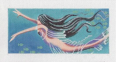 Mermaid By Leigh ~ DEEP BLUE ~ HP Needlepoint Canvas BB Insert 6  X 2.75  LEE • $109.95