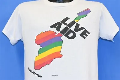 Vintage 80s LIVE AID CONCERT AFRICA RAINBOW PHILADELPHIA LINE UP 1985 T-shirt M • $304