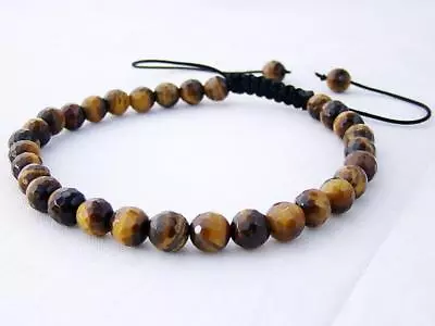 £6.99 • Buy Men's Gemstone Shamballa Bracelet All 6mm TIGER EYE STONE Beads