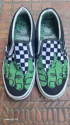 VANS Mens Classic Slip On Marvel HULK Checkerboard Skate Shoes Sneakers Size 8.5 • $65