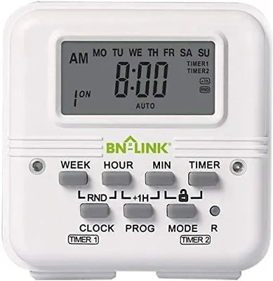 BN-LINK 7 Day Heavy Duty Digital Programmable Dual Outlet Timer - 2  • $13.99