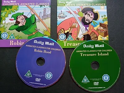£1.99 • Buy Childrens Animated Classics  Robin Hood & Treasure Island 2 Promo DVD's VGC 
