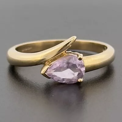 9ct Yellow Gold Amethyst Snake Ring Size N Hallmarked • £141