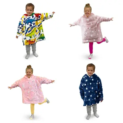 £9.60 • Buy Kids Hoodie Oversized Blanket Sherpa Star Unicorn Dinosaur Hooded Sweatshirt
