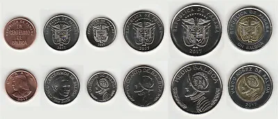 PANAMA COMPLETE COIN SET 1+5 Centimes 1/10 +1/4 +1/2 +1 Balboa 2017 UNC LOT Of 6 • $14.49