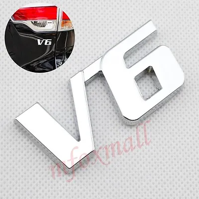 £6.71 • Buy Chorme Metal 3D V6 V 6 Logo Emblem Badge Decal Stickers Trim Auto Accessories