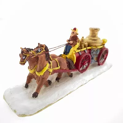 VTG Horse Drawn Fire Wagon With Horses And Firemen Resin Red Fire Truck Nice! • $26.99