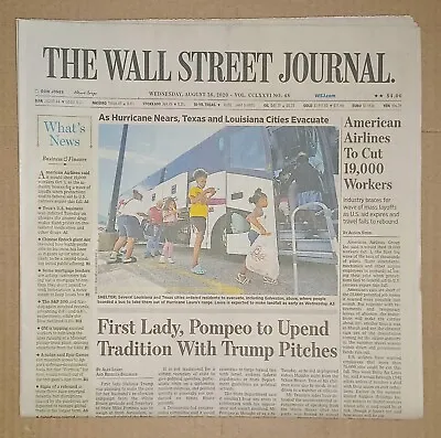 $11 • Buy The Wall Street Journal Newspaper August 26 2020 Hurricane Laura Ant Group 