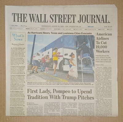 $11 • Buy The Wall Street Journal Newspaper August 26 2020 Hurricane Laura Ant Group 