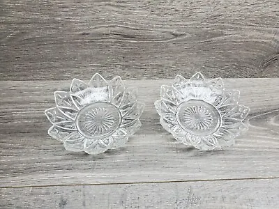 Vintage Pressed Clear Cut Glass Design Candy Dish Set Of 2 Dishes • $15